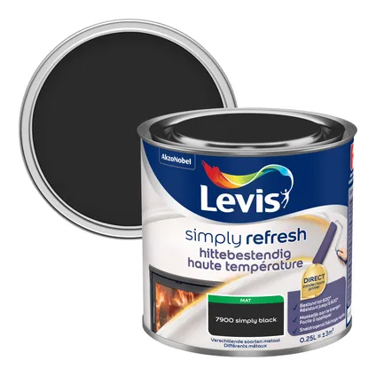 Levis hittebestendige verf Simply Refresh zwart mat 250ml