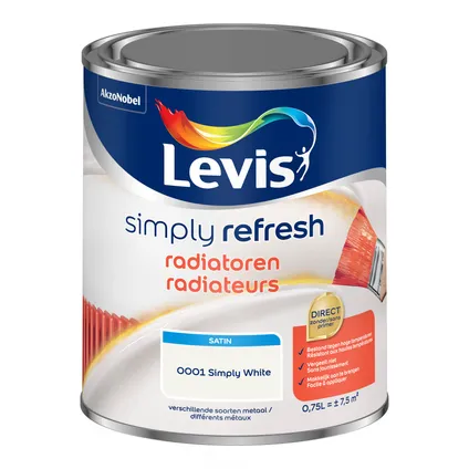 Levis radiatorverf Simply Refresh wit satijn 750ml 2