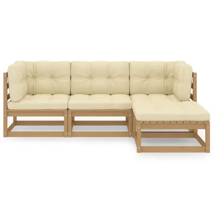 VidaXL 4-delige hoekbank loungeset met kussens massief grenenhout 2