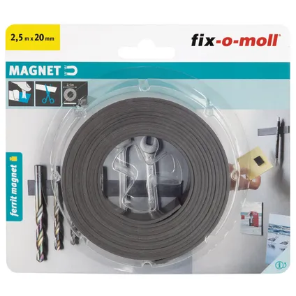 Fix-O-Moll magneetband zelfklevend 2,5m 20mm 2