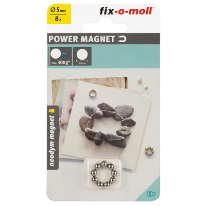 Bille magnétique Fix-O-Moll Neodym argent 5mm 8 pièces 6
