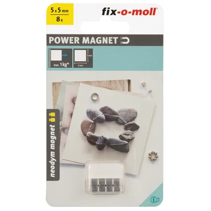 Fix-O-Moll magneet kubus Neodym zilver 5x5mm 8 stuks 2