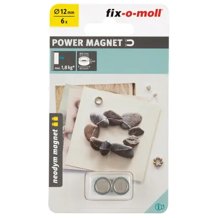 Fix-O-Moll magneet ring Neodym zilver 8,5x12mm 6 stuks 2