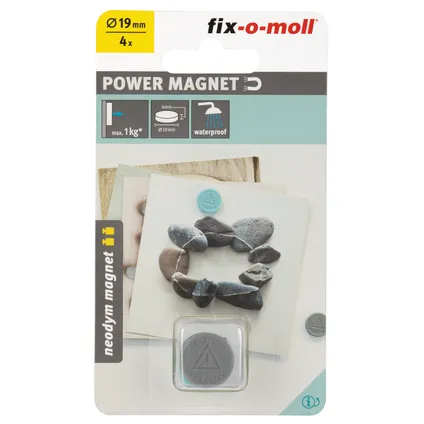 Fix-O-Moll magneet schijfje Neodym grijs 19x4mm 4 stuks 2