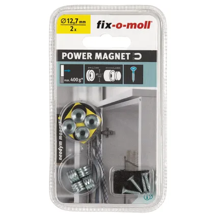 Fix-O-Moll magneet inboorsnapper Neodym 12,7mm 2 sets 2