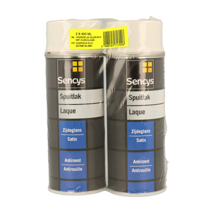 Peinture en Spray Sencys Duopack blanc mat 2x400ml