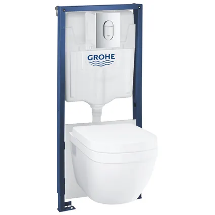 Grohe inbouwreservoir set Euro wit| Quick release & Soft-close toiletzitting | Randloos toiletpot