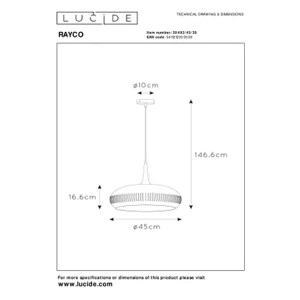 Lucide hanglamp Rayco zwart ⌀45 cm E27 10