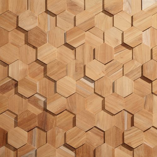 Plaquette de parement en bois Klimex UltraWood Hexagon Teck 0,195m²