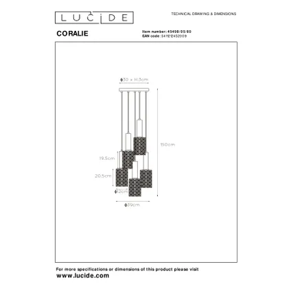 Suspension Lucide Coralie laiton noir ⌀30cm 5xE27 4