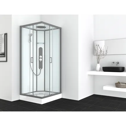 Cabine de douche Allibert Uyuni carrée 90cm gris 2