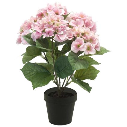 Emerald Kunstplant - Hortensia - roze - in kunststof pot - 40 cm