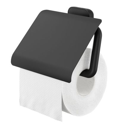 Porte-rouleau papier toilette Tiger Carv avec rabat noir