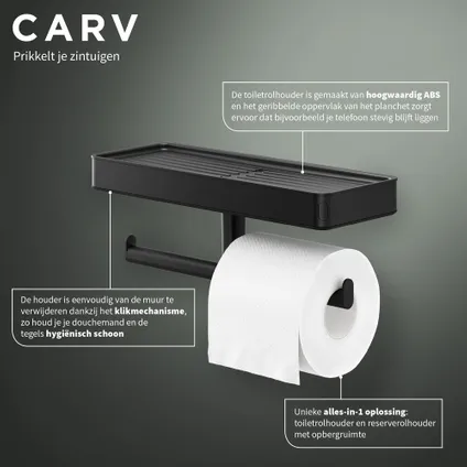 Porte-rouleau papier toilette Tiger Carv avec tablette noir 7