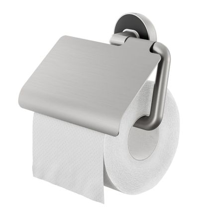 Porte-rouleau papier toilette avec rabat acier inoxydable brossé / noir