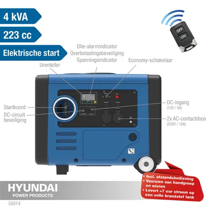 Groupe électrogène inverter Hyundai 55014, 4000W 2