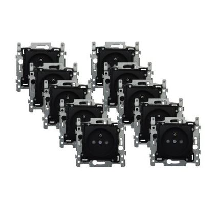 Niko stopcontact met aarding Eco 28,5mm zwart mat 10st
