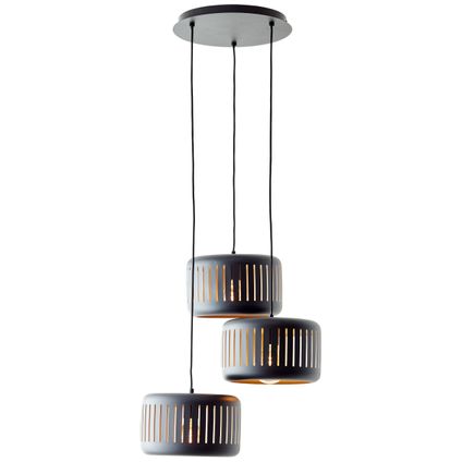 Brilliant hanglamp Tyas zwart goud ⌀52cm 3xE27