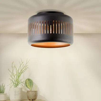 Brilliant plafondlamp Tyas zwart goud ⌀38cm E27 2