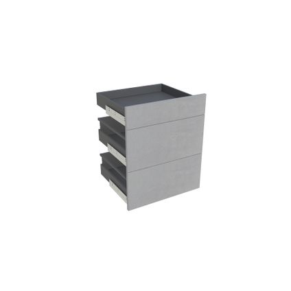 Geheel van 1 lade + 2 korflades keukenkast Modulo Lea betongrijs 60x72cm