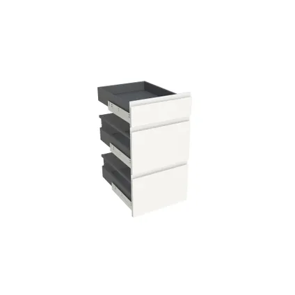 Ensemble 1 tiroir + 2 coffres meuble de cuisine Modulo Eva blanc mat 40x72cm