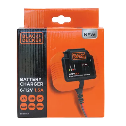 Chargeur de batterie Black+Decker 1,5A 6V-12V 4
