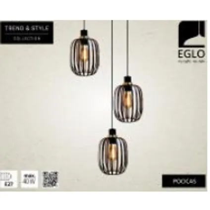 EGLO hanglamp Pocicas zwart ⌀35cm 3xE27 2