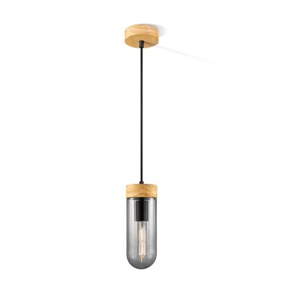 Home Sweet Home hanglamp Capri hout gerookt glas ⌀10cm E27