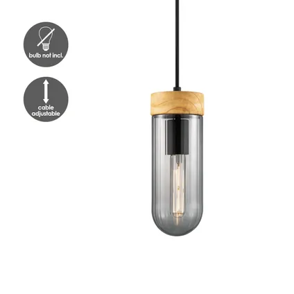 Home Sweet Home hanglamp Capri hout gerookt glas ⌀10cm E27 5