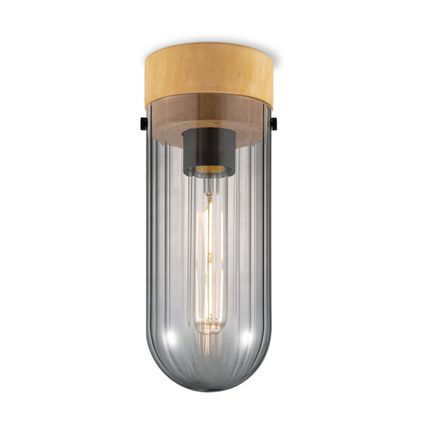 Home Sweet Home plafondlamp Capri hout gerookt glas ⌀10cm E27