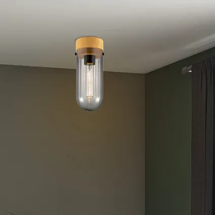 Home Sweet Home plafondlamp Capri hout gerookt glas ⌀10cm E27 2