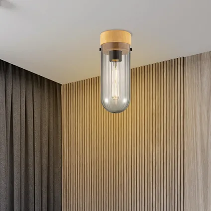 Home Sweet Home plafondlamp Capri hout gerookt glas ⌀10cm E27 3