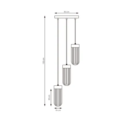 Home Sweet Home hanglamp Capri hout gerookt glas ⌀30cm 3xE27 4