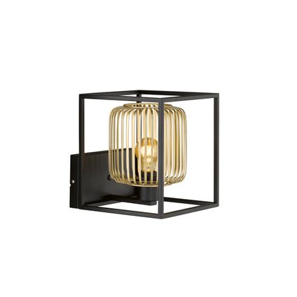 Fischer & Honsel wandlamp Caydo zwart goud E27 40W