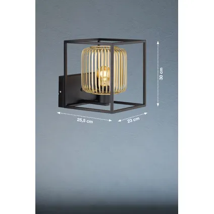 Fischer & Honsel wandlamp Caydo zwart goud E27 40W 3