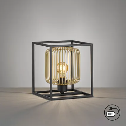 Lampe de table Fischer & Honsel Caydo noir or E27 40W 3