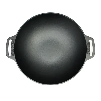 Poêle wok en fonte avec poignées 36cm 3