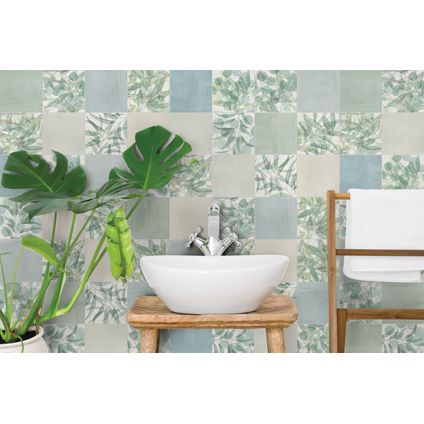 Wand- en vloertegel Flora Mix - Keramiek - Groen - 20x20cm - Pakketinhoud 1,52m²