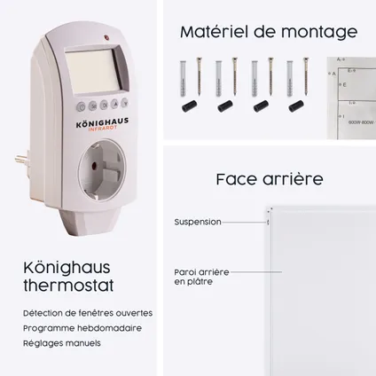 Chauffage infrarouge P-Serie 130W avec thermostat 5