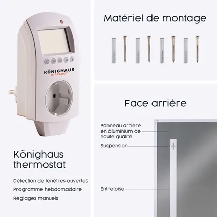 Chauffage infrarouge M-Serie 450W avec thermostat 6