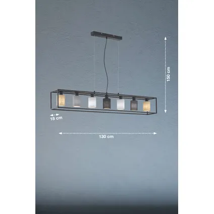 Fischer & Honsel hanglamp Iska zwart multi 7xE14 3