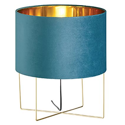 Fischer & Honsel tafellamp Aura blauw velours ⌀24cm E27