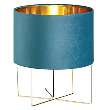 Fischer & Honsel tafellamp Aura blauw velours ⌀24cm E27