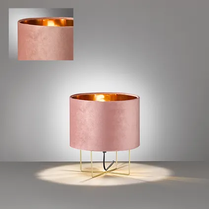 Lampe de table Fischer & Honsel Aura vieux velours rose ⌀24cm E27 2