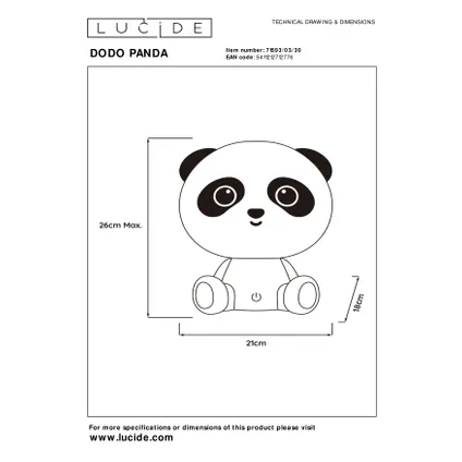 Lampe de table Lucide Dodo Panda 3W 8