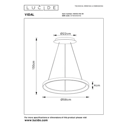 Lucide hanglamp Vidal zwart ⌀58cm 50W 5