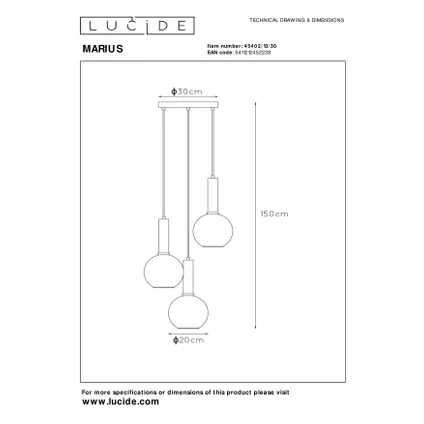 Lucide hanglamp Marius zwart ⌀48,5cm 3xE27 3