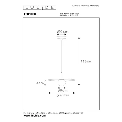 Suspension Lucide Topher chrome mat ⌀30cm G9 8