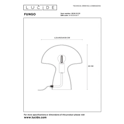 Lampe de table Lucide Fungo orange ⌀23cm E27 5