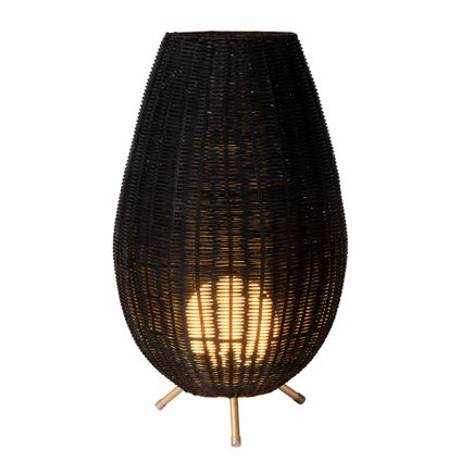 Lampe de table Lucide Colin rotin noir ⌀30cm G9